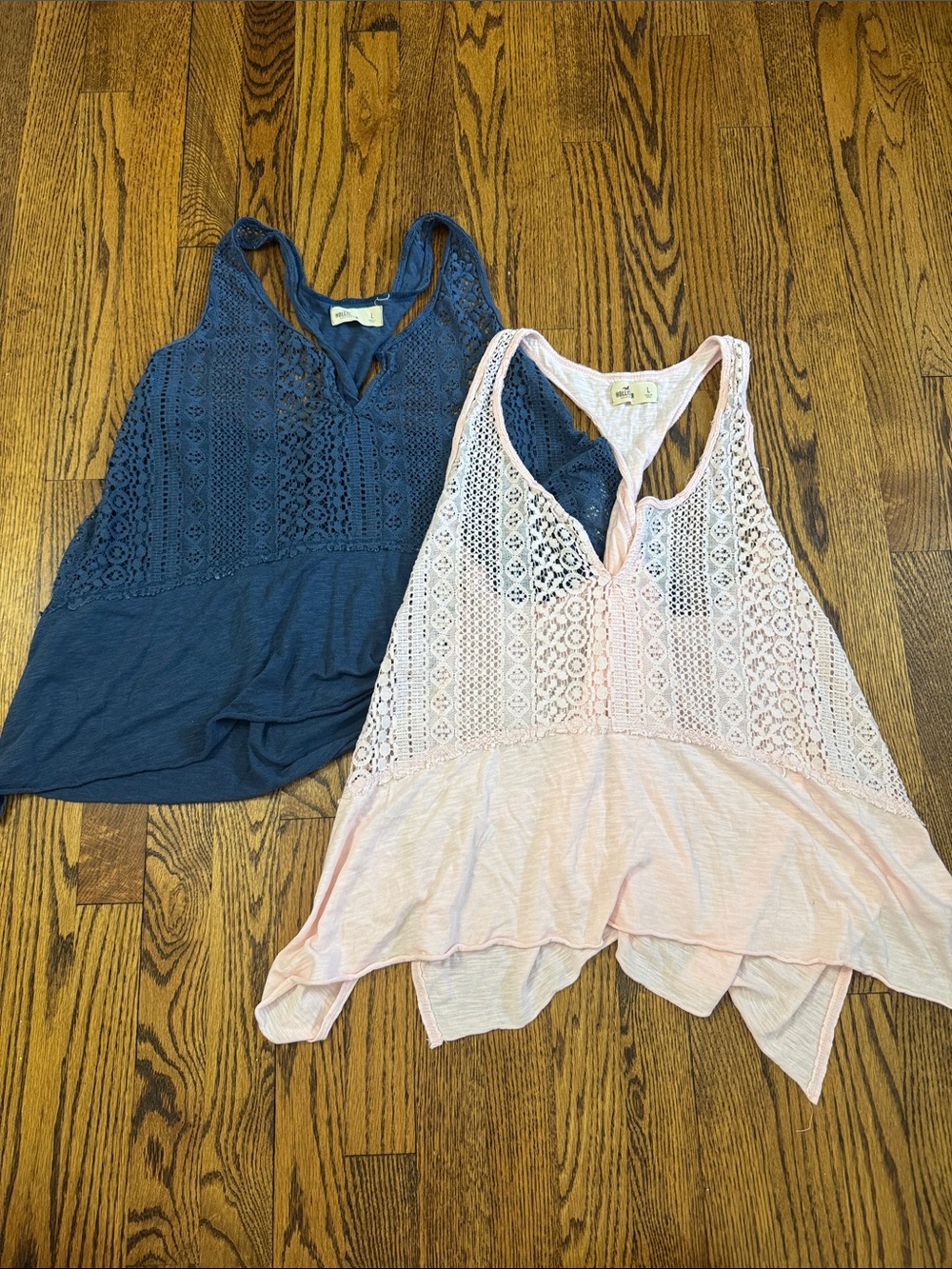 Y2K Hollister Lace Tank Top Bundle Blue & Pink Size Large Boho Festival